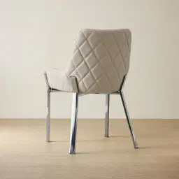 Arya II Glacier Grey Vegan Leather Dining Chair - Black Nickel Metal Legs