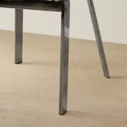 Arya II Glacier Grey Vegan Leather Dining Chair - Black Nickel Metal Legs