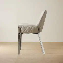 Arya II Glacier Grey Vegan Leather Dining Chair - Black Nickel Metal Legs