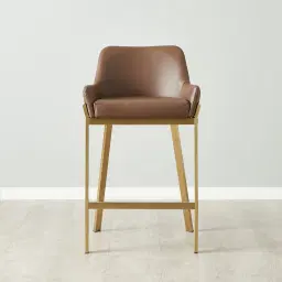 Arya II Tuscan Brown Vegan Leather 67cm Counter Stool - Brushed Gold Metal Legs