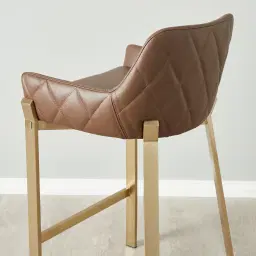 Arya II Tuscan Brown Vegan Leather 67cm Counter Stool - Brushed Gold Metal Legs
