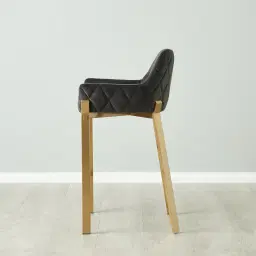 Arya II Charcoal Velvet 67cm Counter Stool - Brushed Gold Metal Legs