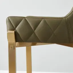 Arya II Sage Green Vegan Leather 67cm Counter Stool - Brushed Gold Metal Legs