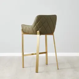 Arya II Sage Green Vegan Leather 67cm Counter Stool - Brushed Gold Metal Legs
