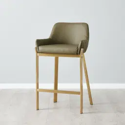 Arya II Sage Green Vegan Leather 67cm Counter Stool - Brushed Gold Metal Legs