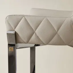 Arya II Glacier Grey Vegan Leather 67cm Counter Stool - Black Nickel Metal Legs
