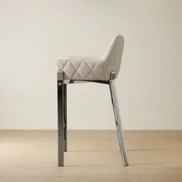 Arya II Glacier Grey Vegan Leather 67cm Counter Stool - Black Nickel Metal Legs