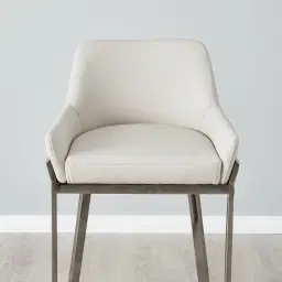 Arya II Glacier Grey Vegan Leather 67cm Counter Stool - Black Nickel Metal Legs