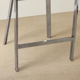 Arya II Glacier Grey Vegan Leather 67cm Counter Stool - Black Nickel Metal Legs