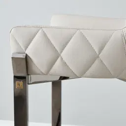 Arya II Glacier Grey Vegan Leather 67cm Counter Stool - Black Nickel Metal Legs