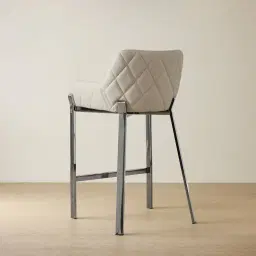 Arya II Glacier Grey Vegan Leather 67cm Counter Stool - Black Nickel Metal Legs