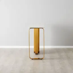 Marbella Cold Calacatta White Sintered Stone Console Table - Brushed Gold Frame