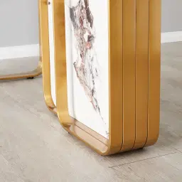 Marbella Cold Calacatta White Sintered Stone Console Table - Brushed Gold Frame