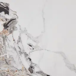 Marbella Round Cold Calacatta White Sintered Stone Coffee Table - Brushed Gold Frame