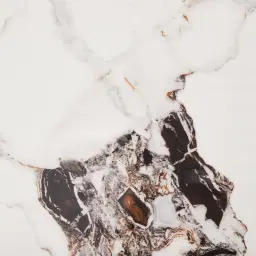 Marbella Cold Calacatta White Sintered Stone Side Table - Brushed Gold Frame