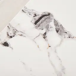 Marbella Cold Calacatta White Sintered Stone Side Table - Brushed Gold Frame