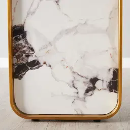 Marbella Cold Calacatta White Sintered Stone Side Table - Brushed Gold Frame