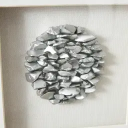 Metallic Grey Stones Shadow Box With Black Frame