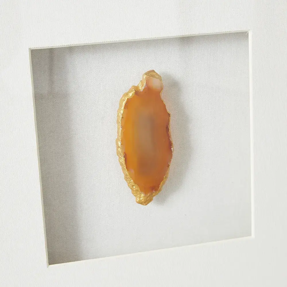 Terra Brown Agate Shadow Box With Gold Frame