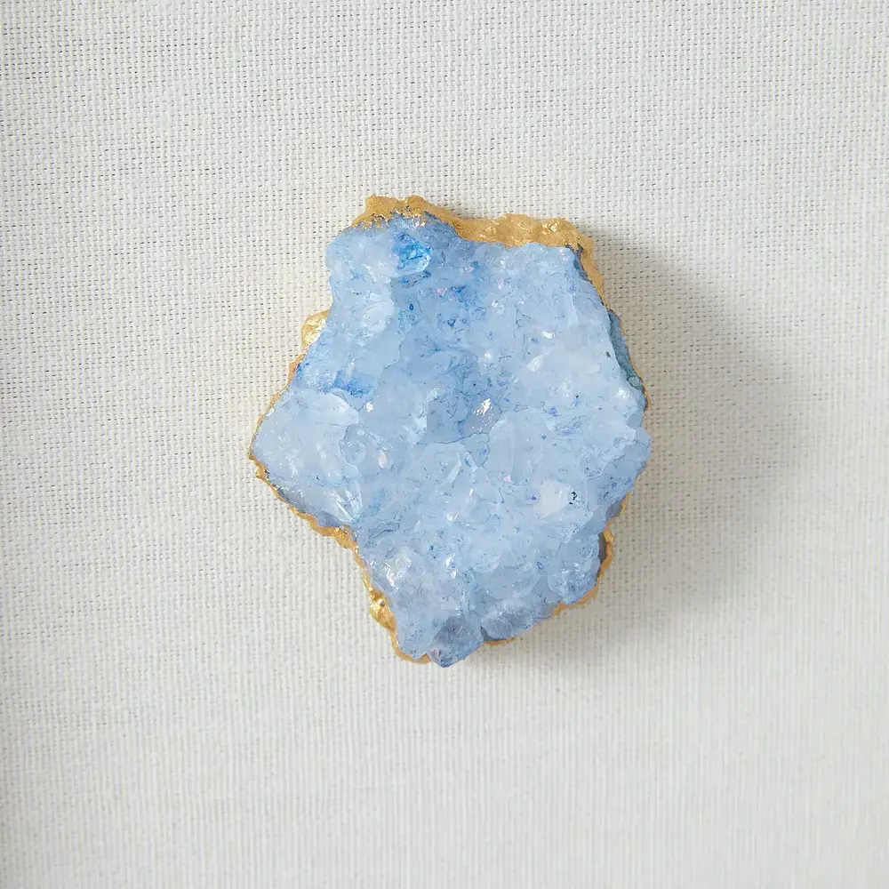 Stone Blue Crystal Shadow Box With Gold Frame