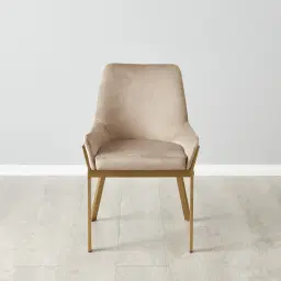 Arya II Beige Velvet Dining Chair - Brushed Gold Metal Legs
