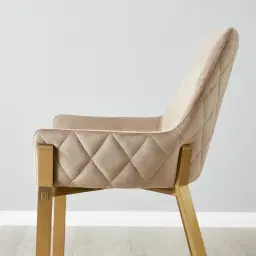 Arya II Beige Velvet Dining Chair - Brushed Gold Metal Legs