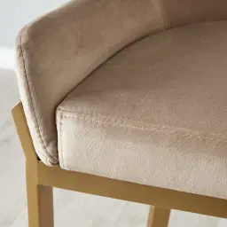 Arya II Beige Velvet 67cm Counter Stool - Brushed Gold Metal Legs