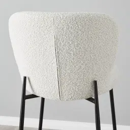 Hailey Snow White Boucle 67cm Counter Stool - Black Metal Legs