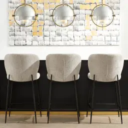 Hailey Snow White Boucle 67cm Counter Stool - Bronze Legs