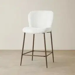 Hailey Snow White Boucle 67cm Counter Stool - Bronze Legs