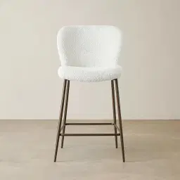 Hailey Snow White Boucle 67cm Counter Stool - Bronze Legs