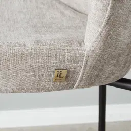 Hailey Vintage Grey Chenille Fabric 67cm Counter Stool - Black Metal LegsHailey Vintage Grey Fabric 67cm Counter Stool - Black Metal Legs