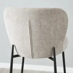 Hailey Vintage Grey Chenille Fabric 67cm Counter Stool - Black Metal LegsHailey Vintage Grey Fabric 67cm Counter Stool - Black Metal Legs