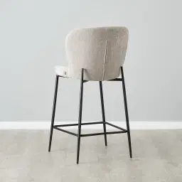 Hailey Vintage Grey Chenille Fabric 67cm Counter Stool - Black Metal LegsHailey Vintage Grey Fabric 67cm Counter Stool - Black Metal Legs