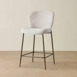 Hailey Vintage Grey Chenille Fabric 67cm Counter Stool - Bronze Legs