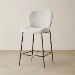 Hailey Vintage Grey Chenille Fabric 67cm Counter Stool - Bronze Legs