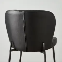 Hailey Black Vegan Leather 67cm Counter Stool - Black Metal Legs