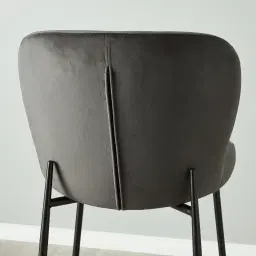 Hailey Charcoal Velvet 67cm Counter Stool - Black Metal Legs