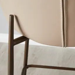 Hailey Sand Beige Vegan Leather 67cm Counter Stool - Bronze Legs