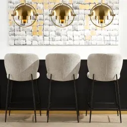 Hailey Sand Beige Vegan Leather 67cm Counter Stool - Bronze Legs