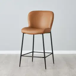 Hailey Walnut Vegan Leather 67cm Counter Stool - Black Legs