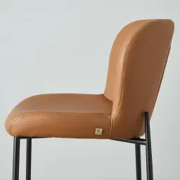 Hailey Walnut Vegan Leather 67cm Counter Stool - Black Legs