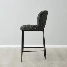 Hailey Cosmos Black Woven Fabric 67cm Counter Stool - Black Metal Legs