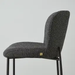 Hailey Cosmos Black Woven Fabric 67cm Counter Stool - Black Metal Legs