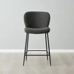 Hailey Cosmos Black Woven Fabric 67cm Counter Stool - Black Metal Legs