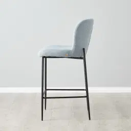Hailey Light Blue Woven Fabric 67cm Counter Stool - Black Metal Legs