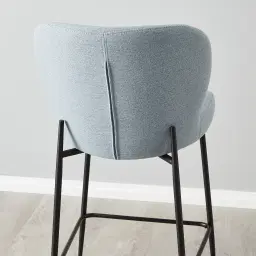 Hailey Light Blue Woven Fabric 67cm Counter Stool - Black Metal Legs