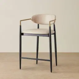 Amy Sand Beige Vegan Leather 67cm Counter Stool