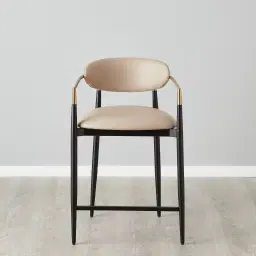 Amy Sand Beige Vegan Leather 67cm Counter Stool