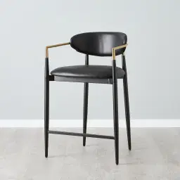 Amy Black Vegan Leather 67cm Counter Stool